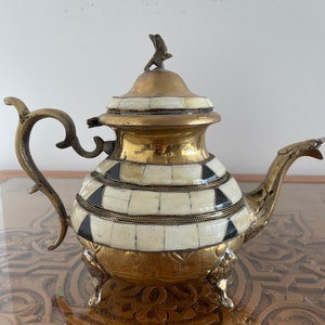 Moroccan vintage silver plated handcrafted teapot