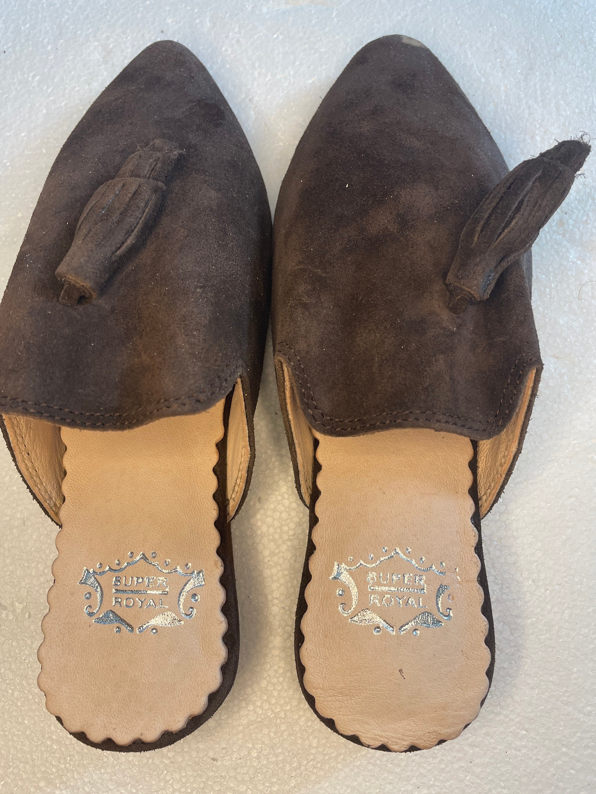 Babouche Marocaine artisanal en cuir véritable