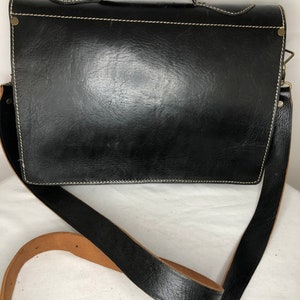 Leather messenger/ satchel black image 2