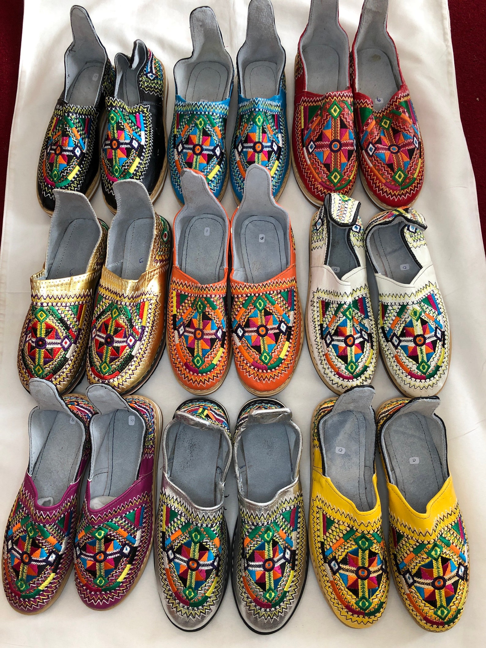 Genuine Moroccan leather slippers multi colour Etsy