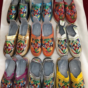 Genuine Moroccan handmade leather slippers multi colour