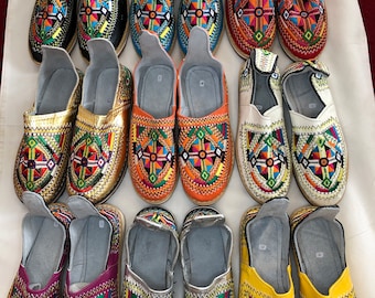 Genuine Moroccan handmade leather slippers multi colour