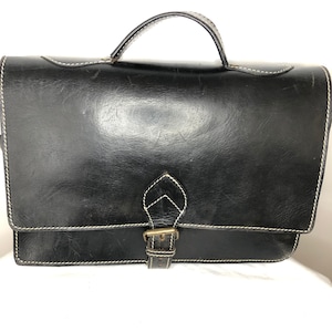 Leather messenger/ satchel black image 1