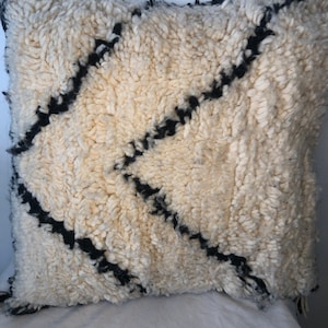 Handmade Moroccan cushions Berber Beni Ourain wool cream tribal abstract