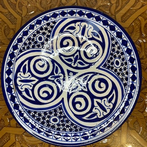 Handgemalte marokkanische Fes Fez Keramik kann an die Wand Geschirr Geschirr Geschirr geschirr alt 26cm 6 cm Höhe gehängt werden