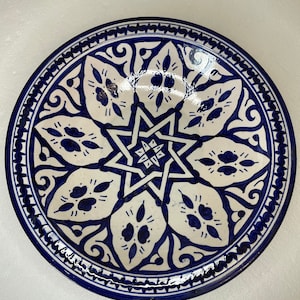 Handmade hand painted Moroccan Fes Fez ceramic plate bowl