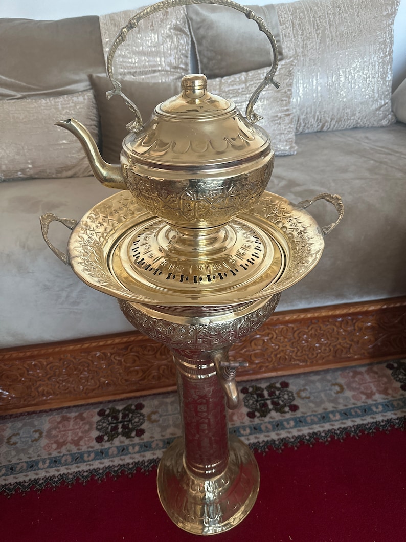 Moroccan Brass Hand-Washing Set with Traditional Tass Basin