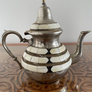 Moroccan vintage handmade handcrafted teapot dyed with henna