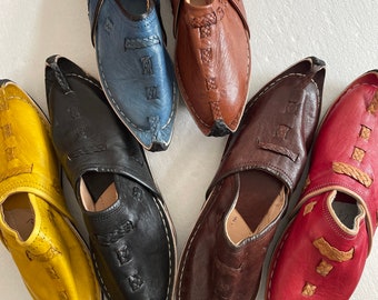 Handmade Moroccan Leather Mens Slippers