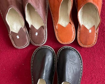 Handmade Moroccan slippers with 100% lined wool