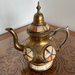 Moroccan vintage handmade handcrafted teapot dyed with henna