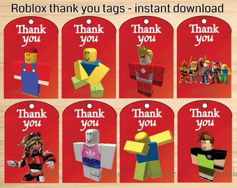Roblox Party Tags Etsy - free printable roblox thank you tag