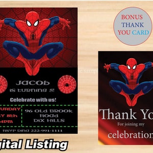 Carte De Remerciement Spiderman Spiderman Anniversaire Carte Etsy