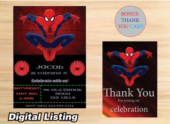 Invitación spiderman tarjeta de agradecimiento gratis - Etsy España