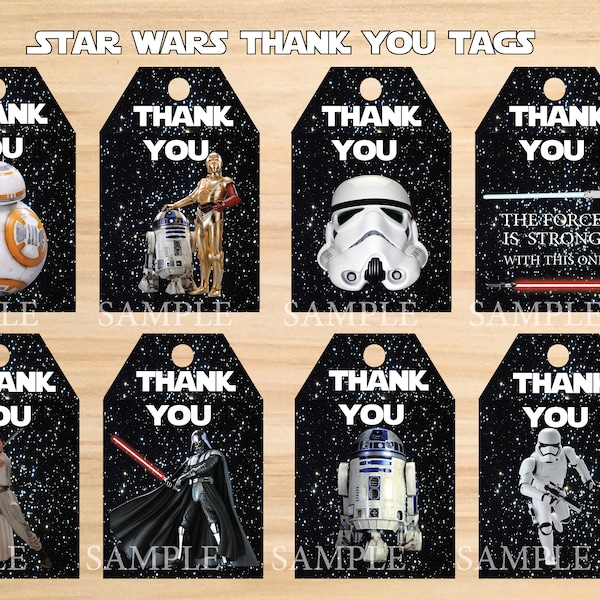 INSTANT DL- Star Wars  thank you tags,  Star Wars party, Star Wars favor, Thank you tags. - printable