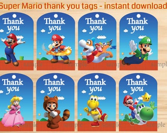 Mario Thank You Tags | Etsy