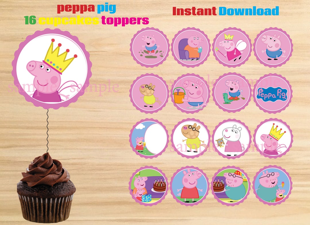 Instant Download Peppa Pig Cupcakes Toppers, Peppa Pig Party, Peppa Pig ...