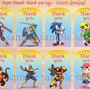Instant Download -  Super Smash thank you tags, Super Smash party, Super Smash birthday – Printable