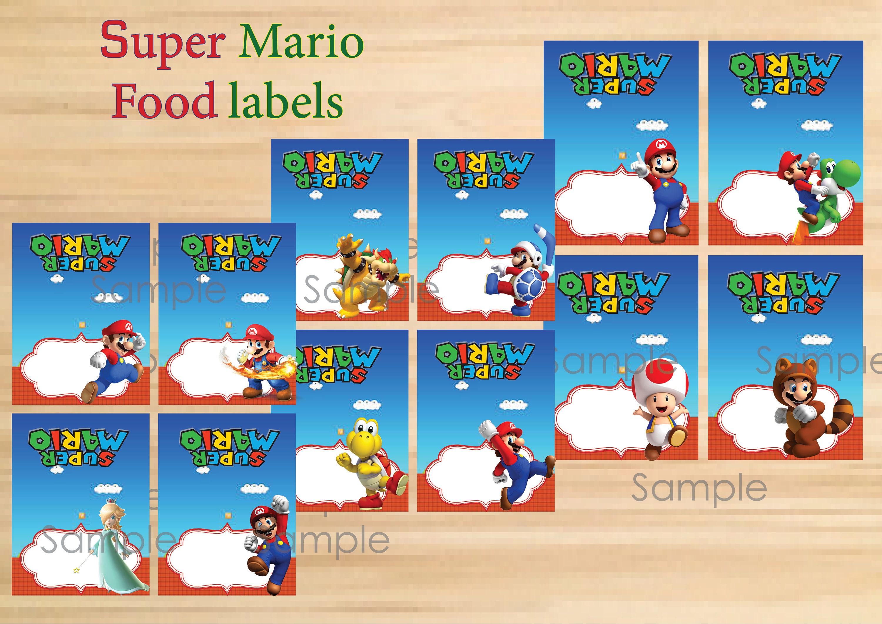 Instant Download Super Mario Food Labels Super Mario Party Etsy Australia