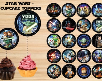 INSTANT DL- Star Wars  cupcake toppers,  Star Wars party, Star Wars favor, Thank you tags. - printable