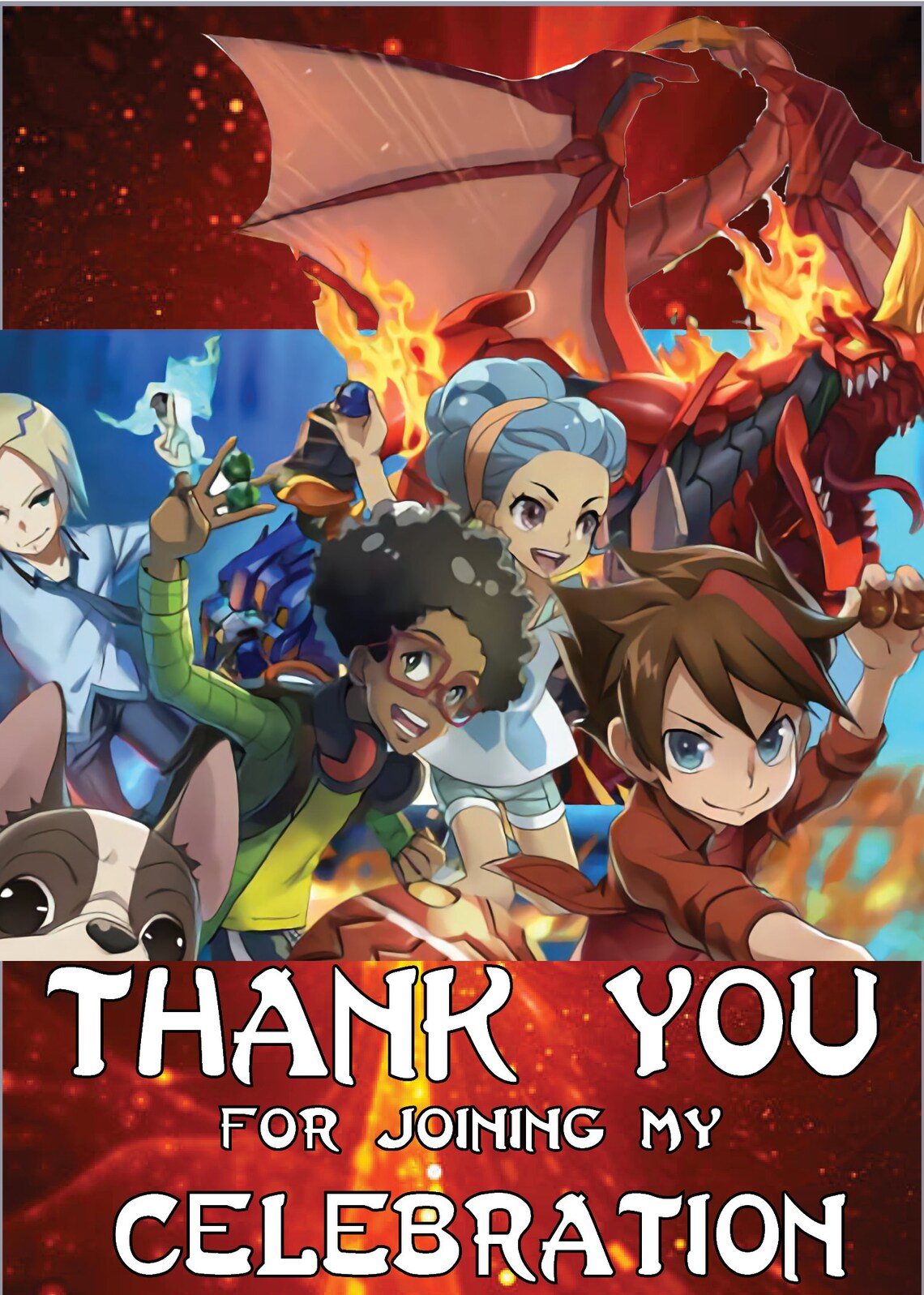 Bakugan Invitation Free Thank You Card Bakugan Party | Etsy