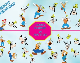 Goofy Clipart - Instant Download  PNG 300 DPI Transparent Background, Goofy Birthday Party, Goofy party,Digital PNG