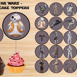 INSTANT DL- Star Wars  cupcake toppers,  Star Wars party, Star Wars favor, Thank you tags. - printable