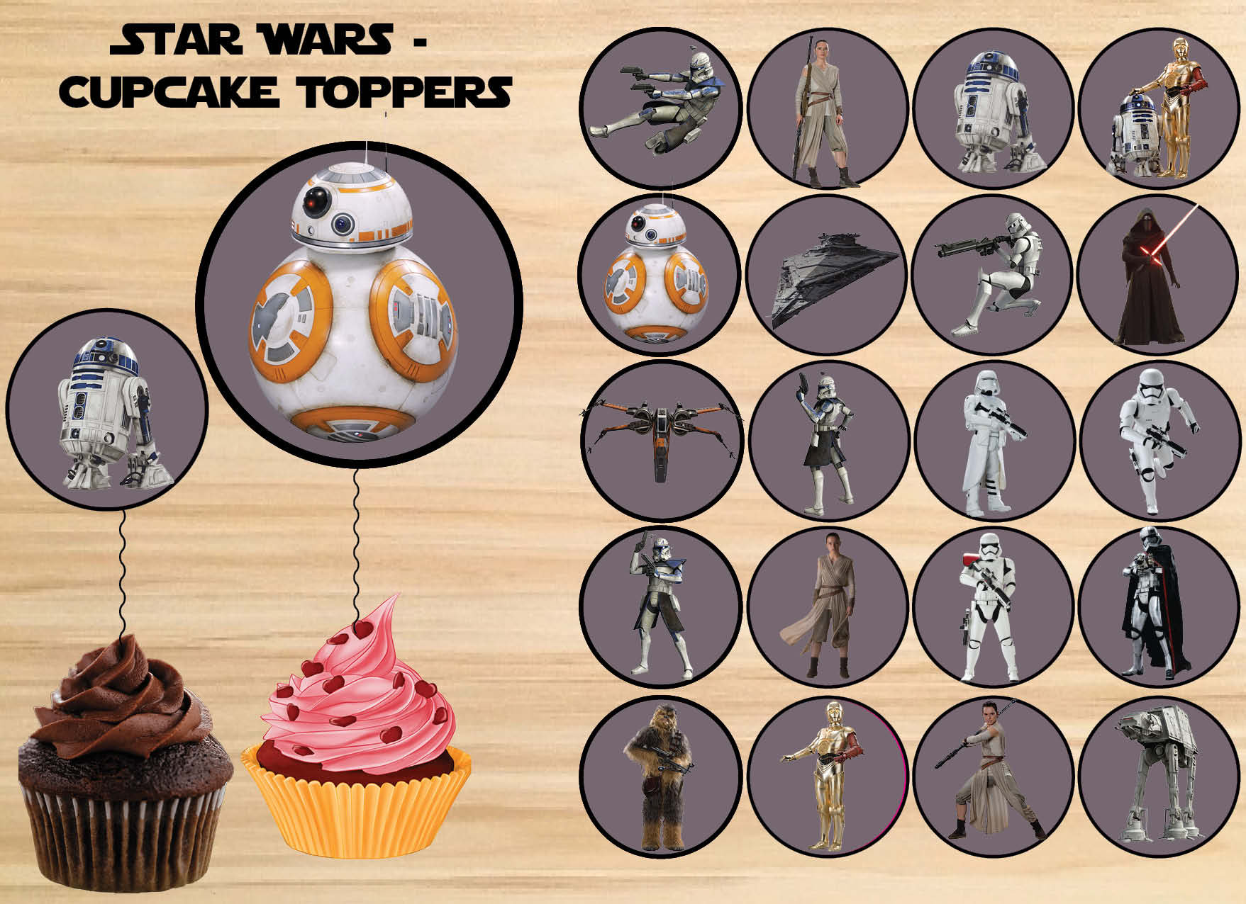 INSTANT DL Star Wars Cupcake Toppers, Star Wars Party, Star Wars Favor
