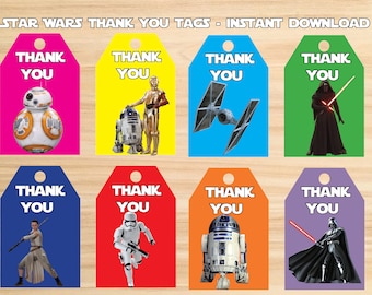 INSTANT DL- Star Wars  thank you tags,  Star Wars party, Star Wars favor, Thank you tags. - printable