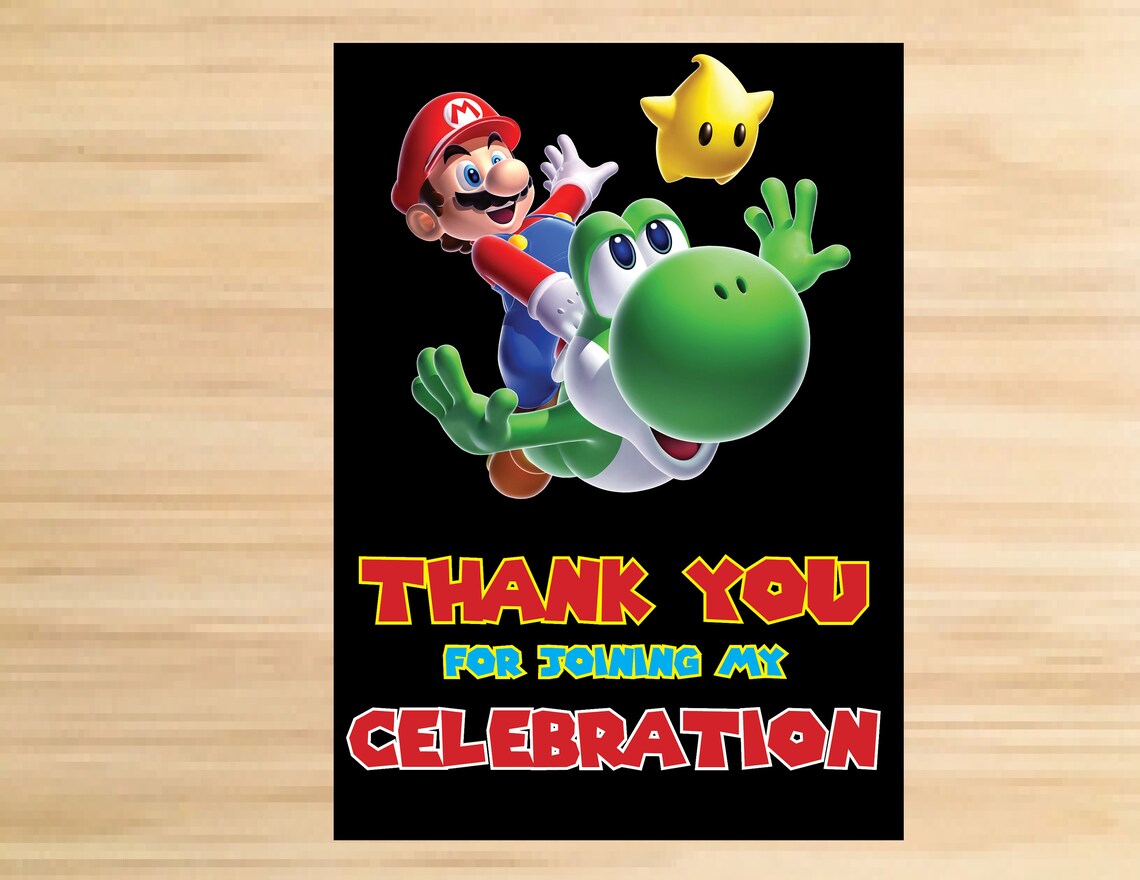 PRINTABLE Super Mario Invitation Free Thank You Card Super Etsy