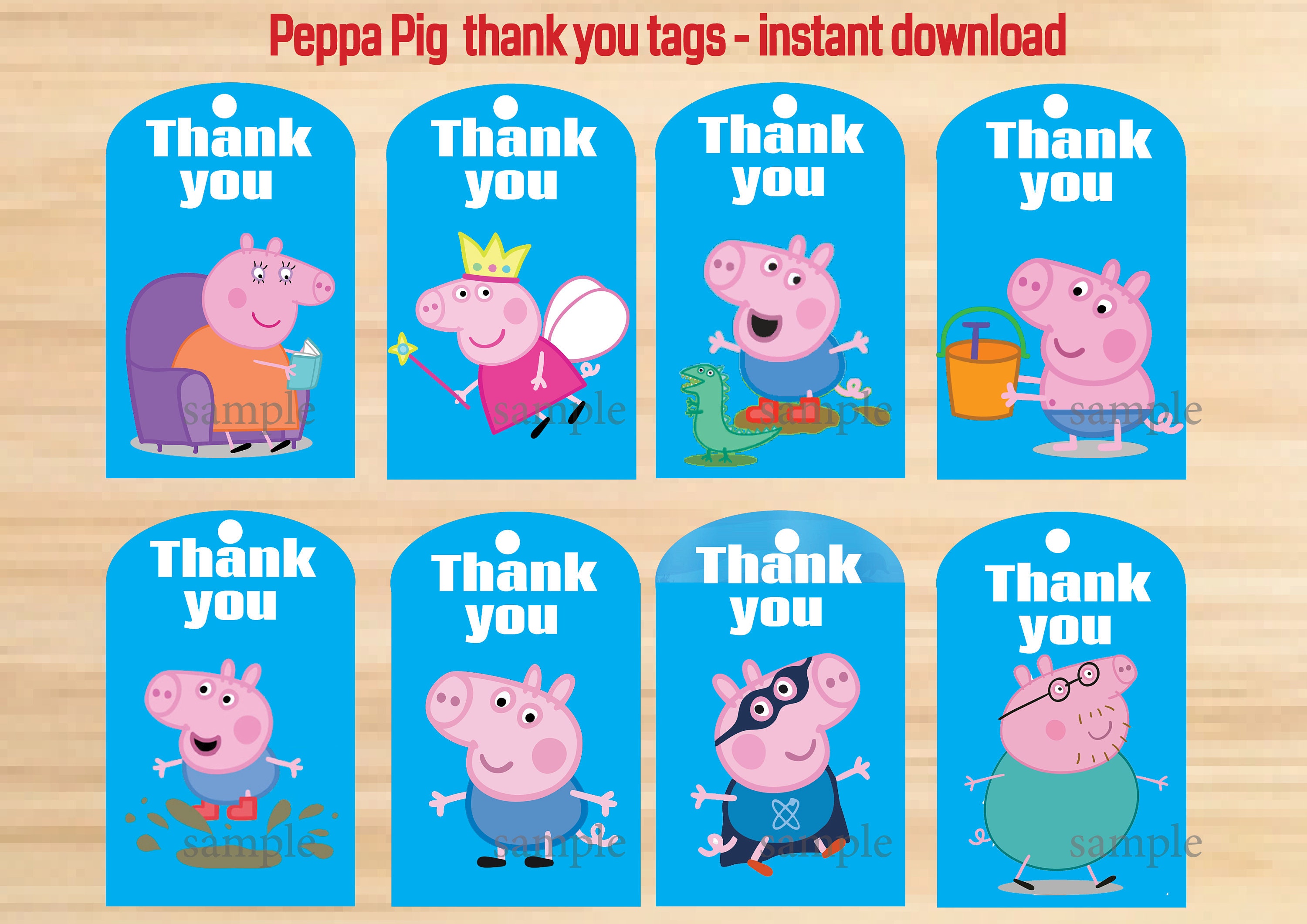 George Pig Thank You Tag ☆ Instant Download