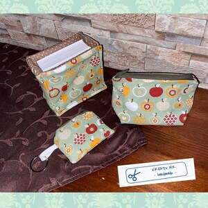 Set aus Zettelbox, Täschchen + Schlüsselanhänger