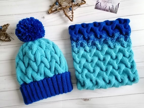 mens bobble hat and scarf set