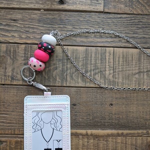 Silver Chain Lanyard with Badge Case / Beaded Lanyard