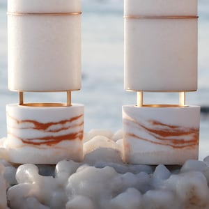 Shabbat Candle Holder, Jewish Candlesticks, Handmade of Dead Sea Salt, Modern Candle Holder, Modern Judaica, Jewish Wedding Gift