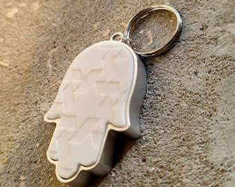 Jewish Hamsa Keychain, Star of David Charm, Made of Pure Dead Sea Salt, Jewish Gift, Made in Israel