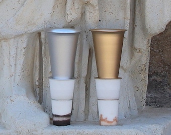 Passover Cup Set, Elijah and Miriam Cups, Judaica Gift,  Made of Dead Sea Salt, Eco friendly Design, Made in Israel