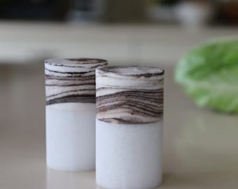 Salt and Pepper Shakers, Made from Dead Sea Salt, Modern Dinnerware, Monochrome Kitchen, House Gift for Mom, Minimalist Decor, Wabi Sabi