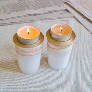 Shabbat Candle Holders, Tealight Holders, Set of 2, Modern Judaica, Bat Mitzvah Gift, Jewish Gift
