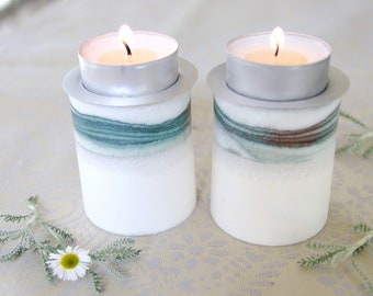 Tea Light Holders, Set of 2,Eco Friendly Decor, Made of Dead Sea Salt