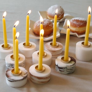Modern Hanukkah Menorah,Jewish Holiday Gift, Handmade of Dead Sea Salt, Made in Israel