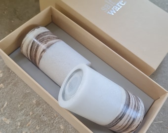 Minimalist Salt and Pepper Shaker, Made from Dead Sea Salt, New Home Gift, Wedding Gift, kitchen Accessories, Wabi Sabi Design