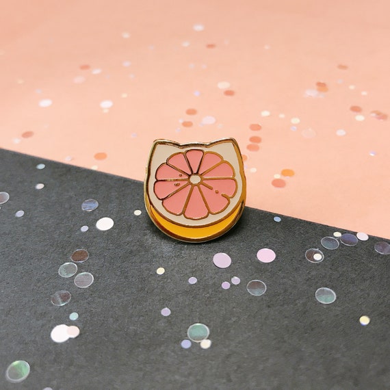 Grapefruit Katze Emaille Pin Susse Frucht Geschenk Etsy