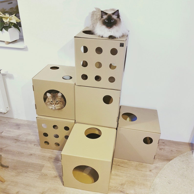 Cardboard 9 modular cat house / box playhouse furniture cave | Etsy