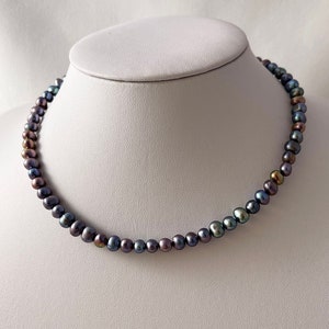 Black Pearl Necklace, Baroque Pearls, Pearl Jewelry, Freshwater Pearls, Irregular Peacock Pearls Necklace For Women Men, Unisex Pearl Choker