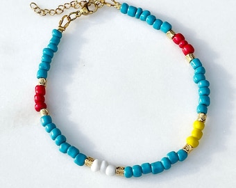 Rainbow Beads Summer Anklet, Beaded Beach Anklet, Boho Ankle Bracelet, Colorful Anklet For Women, Boho Anklet