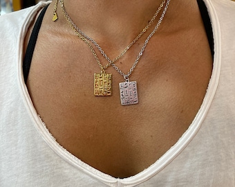 Egyptian Hieroglyph Pendant Necklace, Ancient Statement Jewelry