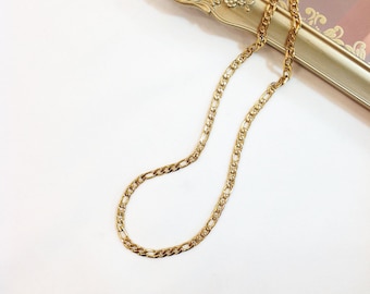 Collier chaîne Figaro en or 18 carats 6 mm, bijoux en acier inoxydable imperméables à l'eau pour un usage quotidien
