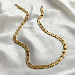 8mm Gold Mariner Chain Necklace, Flat Chain Anchor Style, Chunky Jewelry, Link Chain Layering Necklace for Women Men, Perfect Gift for Dad
