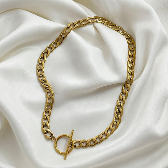 Collana Spessa Oro Cubano - Girocollo A Strati Con Moschettone, Regalo Per Donne, Stile Hip-hop Punk - Foto 5